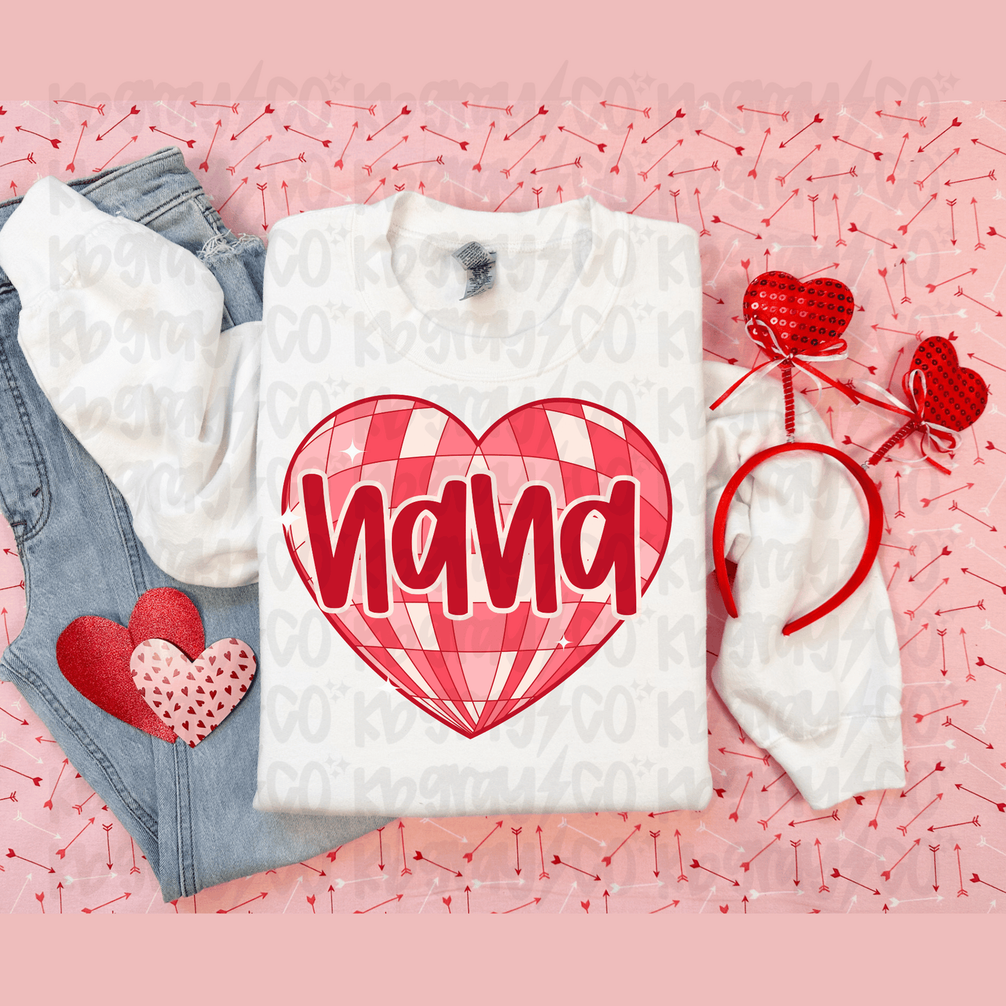 Custom name grandparent disco heart