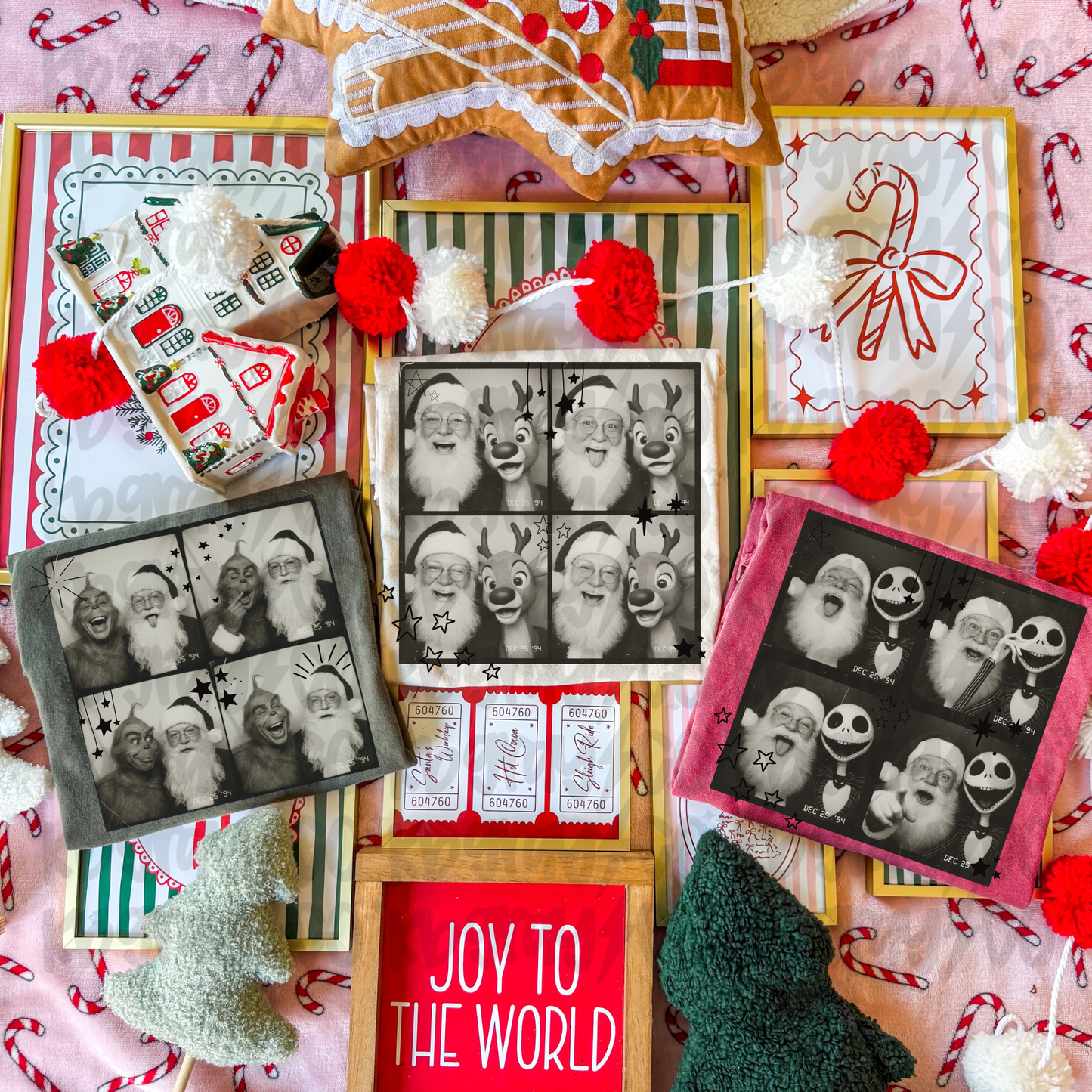 Christmas polaroid: Santa and Rudolph