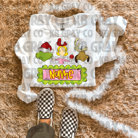 Pink grinch Custom Name - KIDS