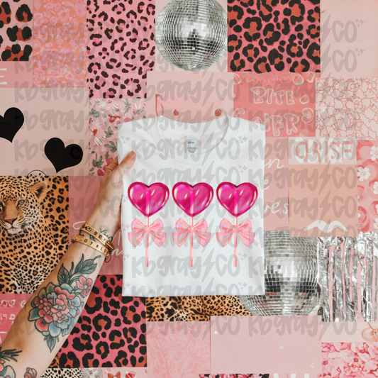 Bows - pink heart lollipop