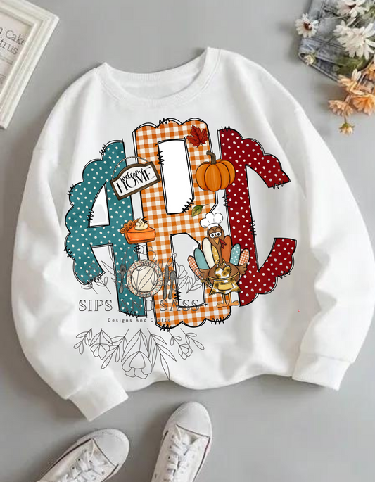 Fall/Thanksgiving monogram infant toddler and child