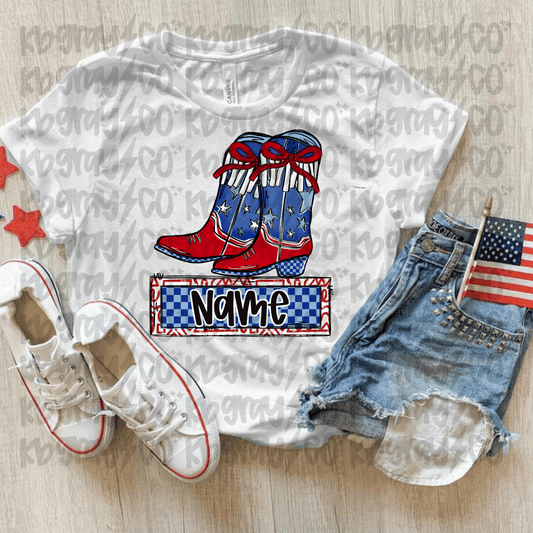 Custom name boots with bow infant, toddler, and youth