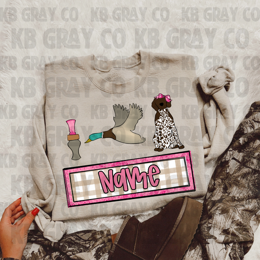 Pink duck hunting Custom Name - kids