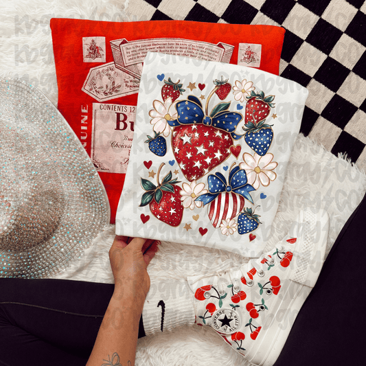 Patriotic strawberries infant, toddler, and youth