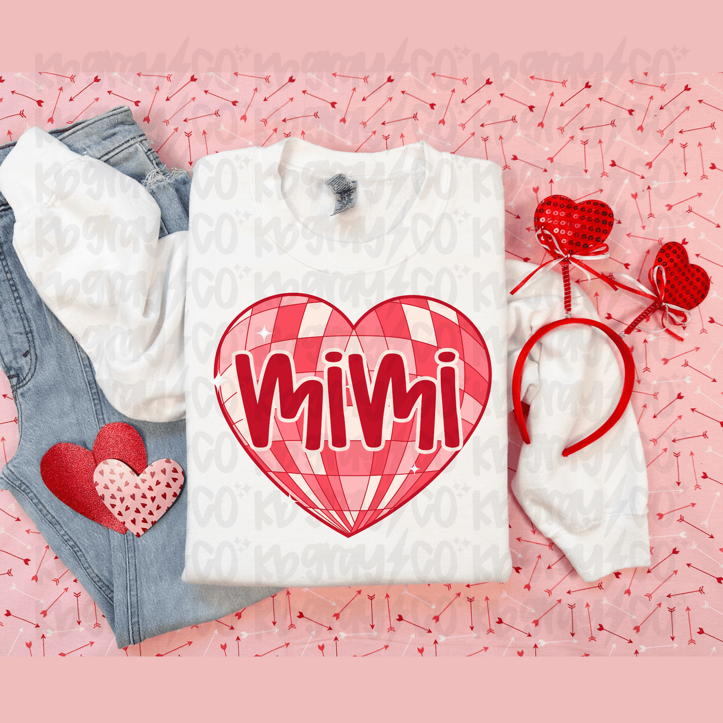 Custom name grandparent disco heart