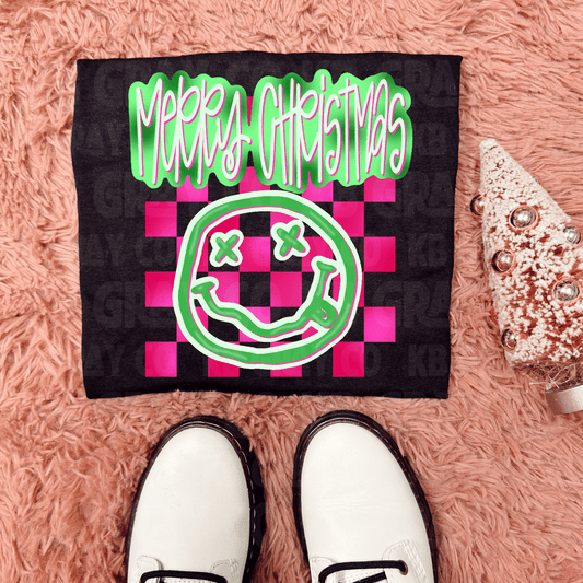 Merry Christmas checkered print