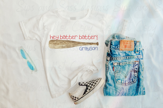 Customizable Hey Batter Batter infant toddler and child