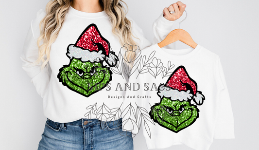 Red Glitter grinch infant, toddler, child