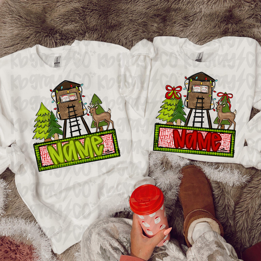 Custom Name Boy Reindeer stand - infant toddler and youth